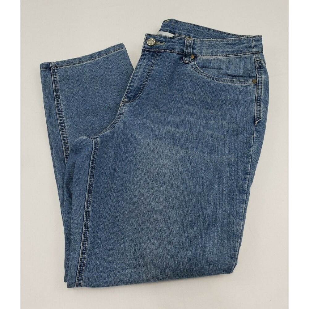 Christopher & Banks Womens Jeans Embroidered Rhinestone Pockets Size 14 Short